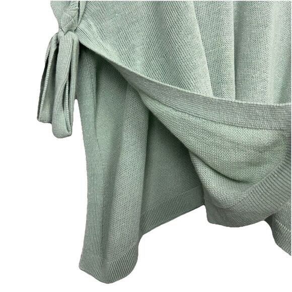 J.Jill Linen Blend Side-Tie Pullover Poncho Knit Top One Size Green Lagenlook - Picture 4 of 8